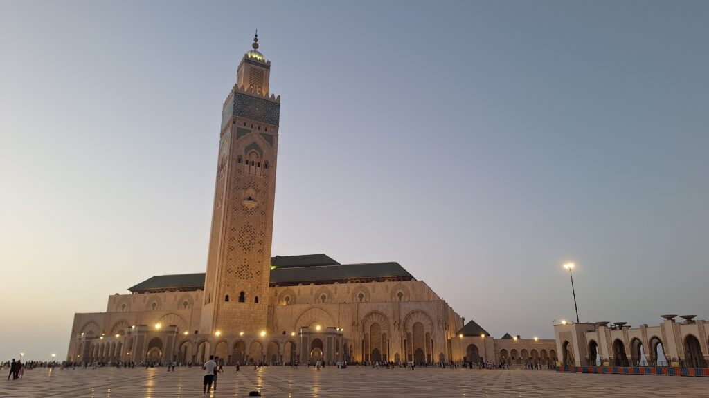 Casablanca Hassan II Mosque at night
